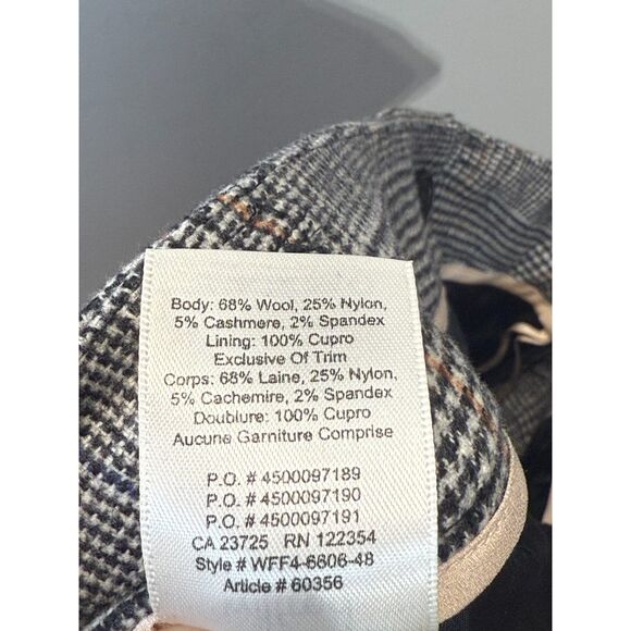 Aritzia Wilfred Jallade Plaid Wool Trousers Women’s Size 6 Gray Black Tie Front - Picture 3 of 7